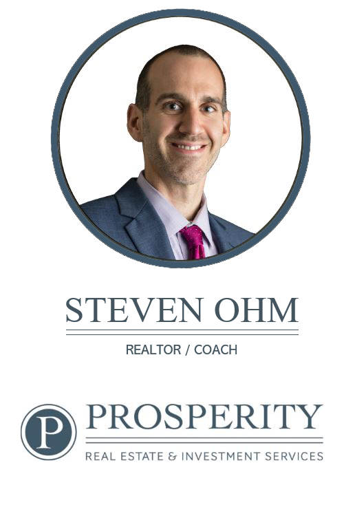 Headshot of Steven Ohm, Realtor and coach at Prosperity Real Estate & Investment Services, with his company logo.