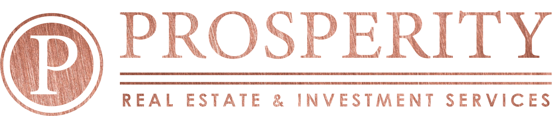 Logo for Prosperity Real Estate & Investment Services featuring a circular icon with a 'P' next to the company name.