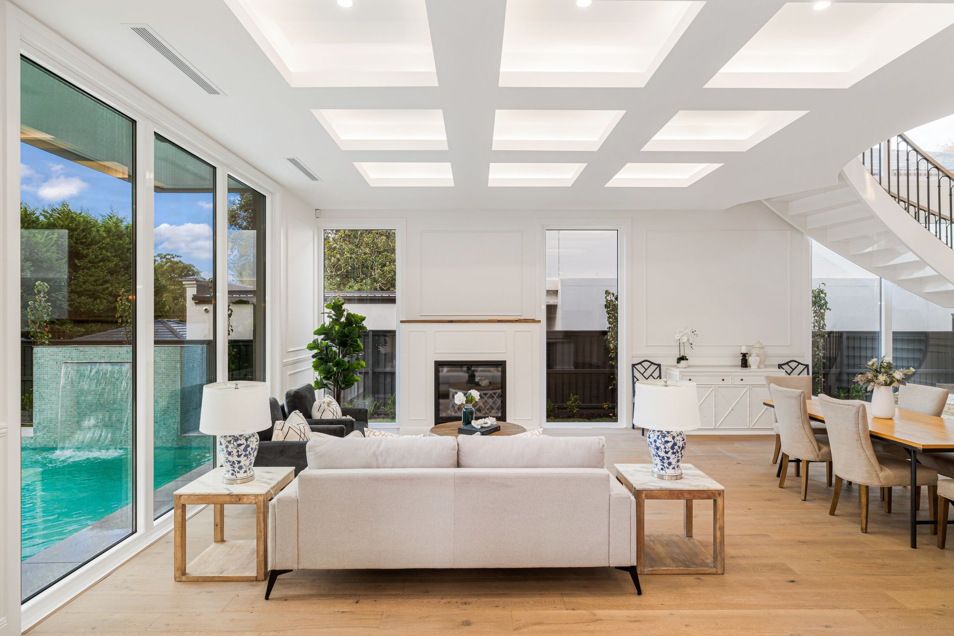 Hall with a Swimming Pool View