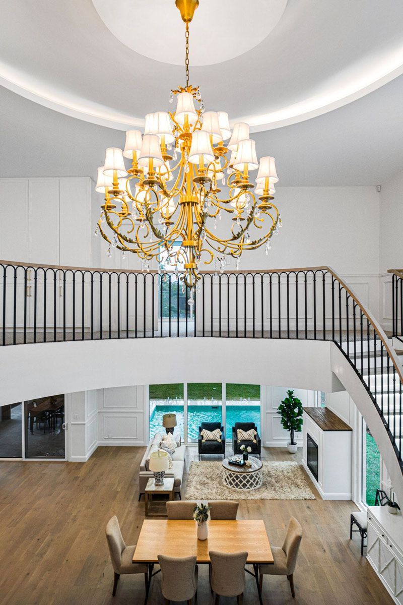 Knock Down Rebuilt Dining and Chandelier