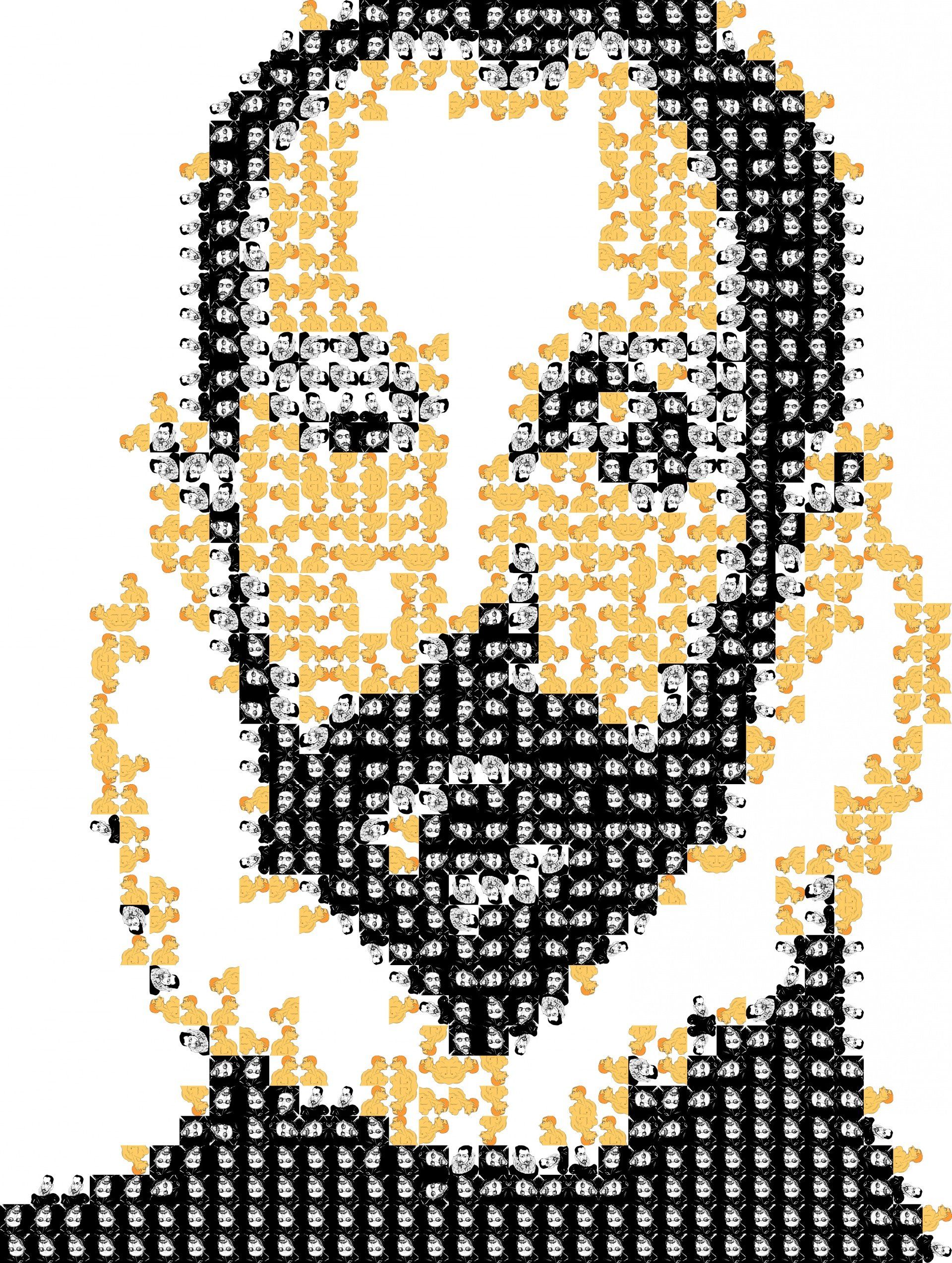 a pixelated artwork of el Greco painting by artist Garbade