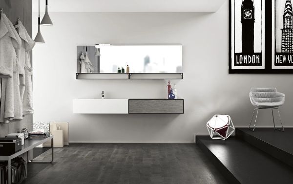 Mobili bagno con specchio largo