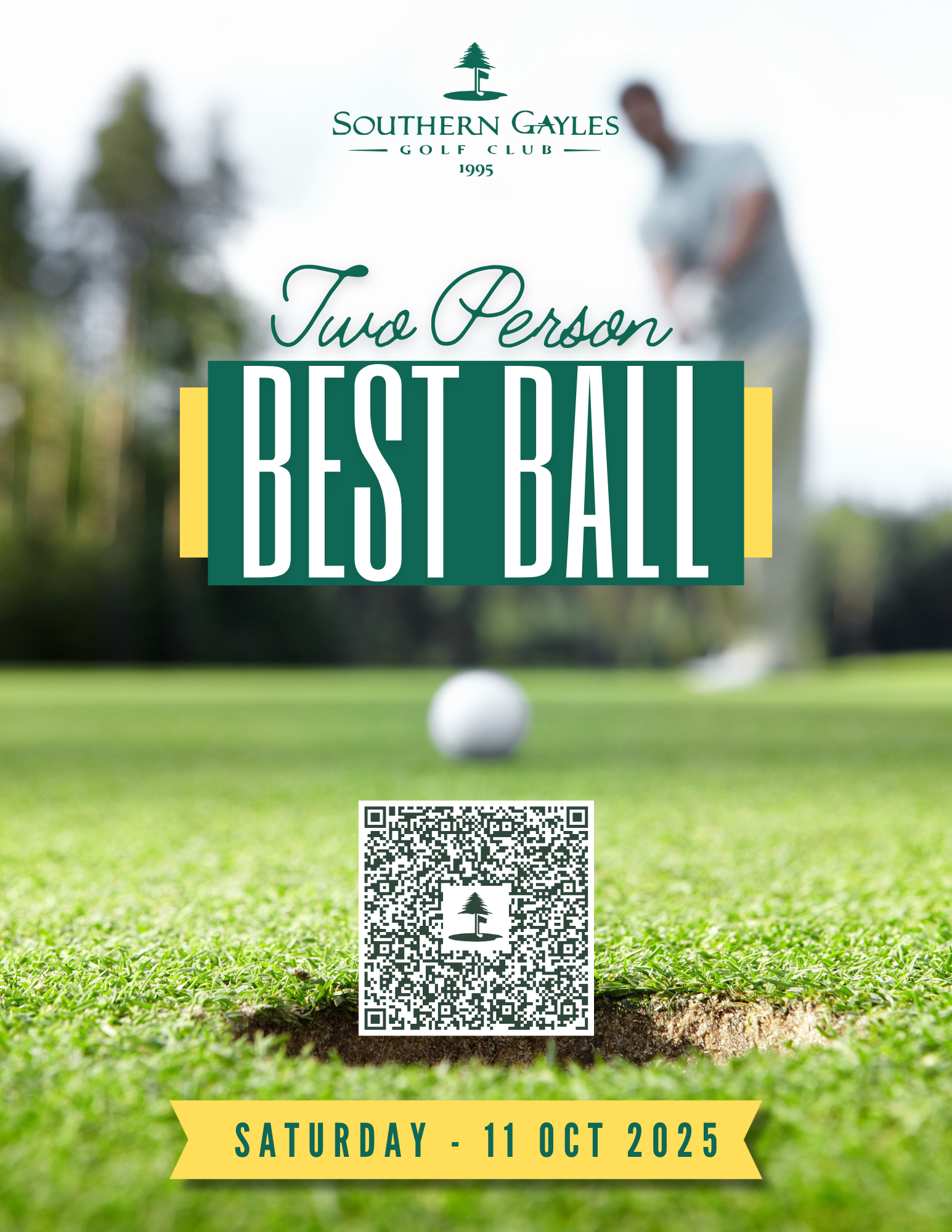 Golf tournament flyer for a Two Person Best Ball event.