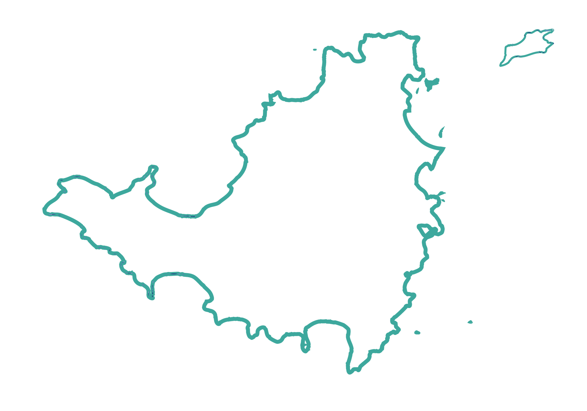 A green line drawing of a map on a white background.