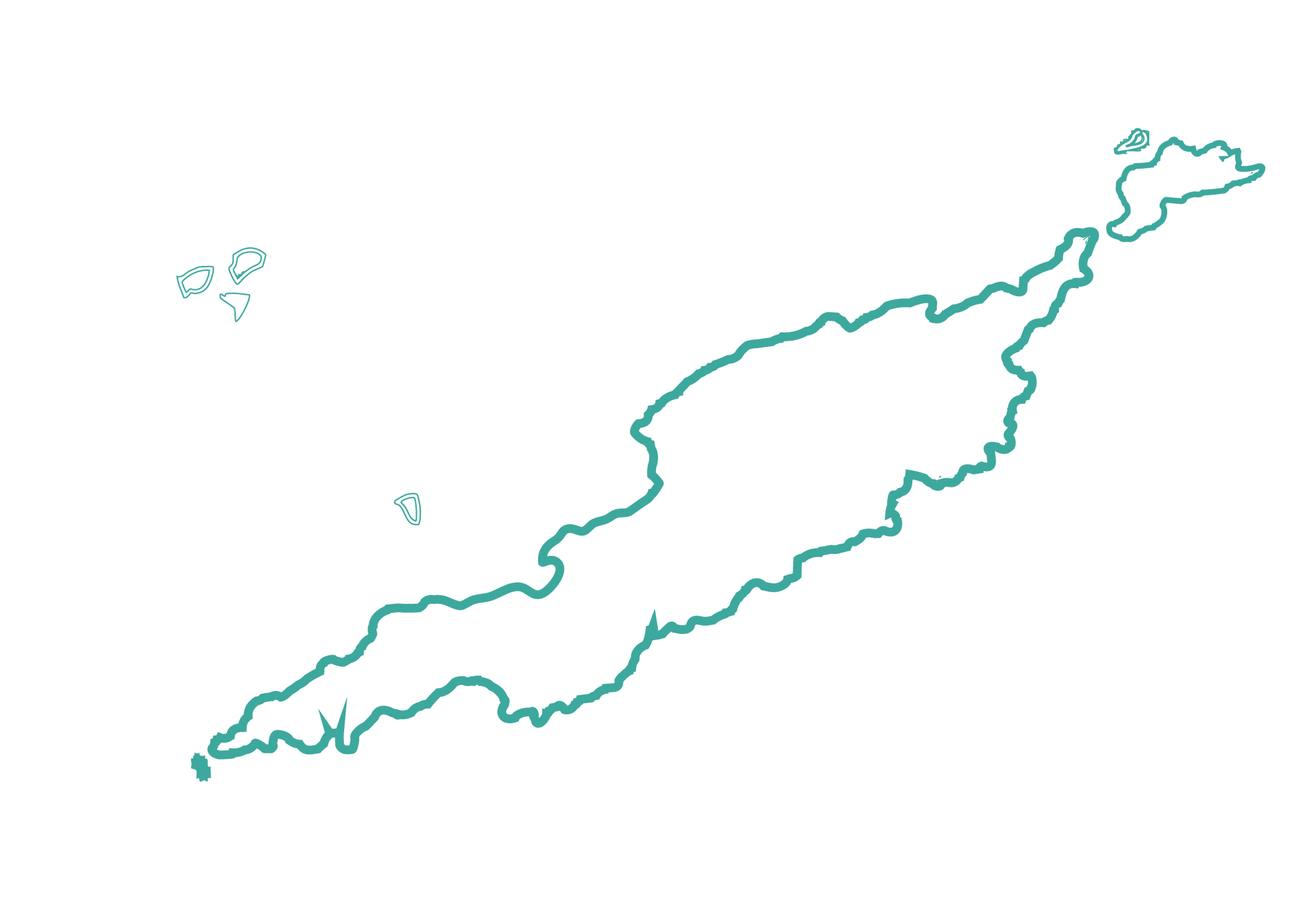 A green line drawing of a river on a white background.