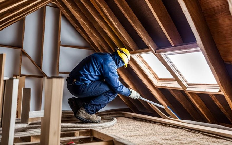 A large room with spray foam insulation covering it