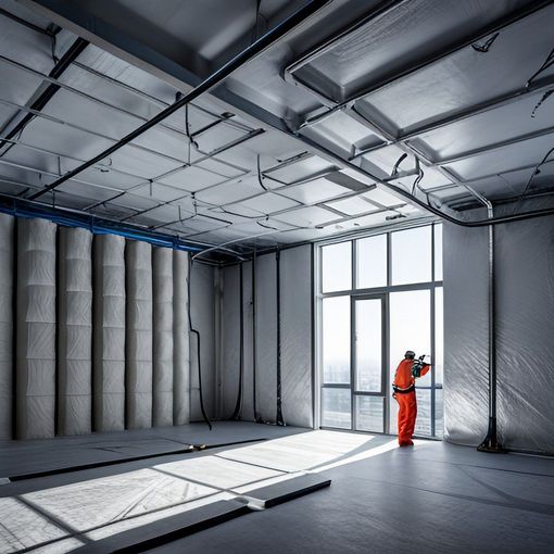 A large room with spray foam insulation covering it