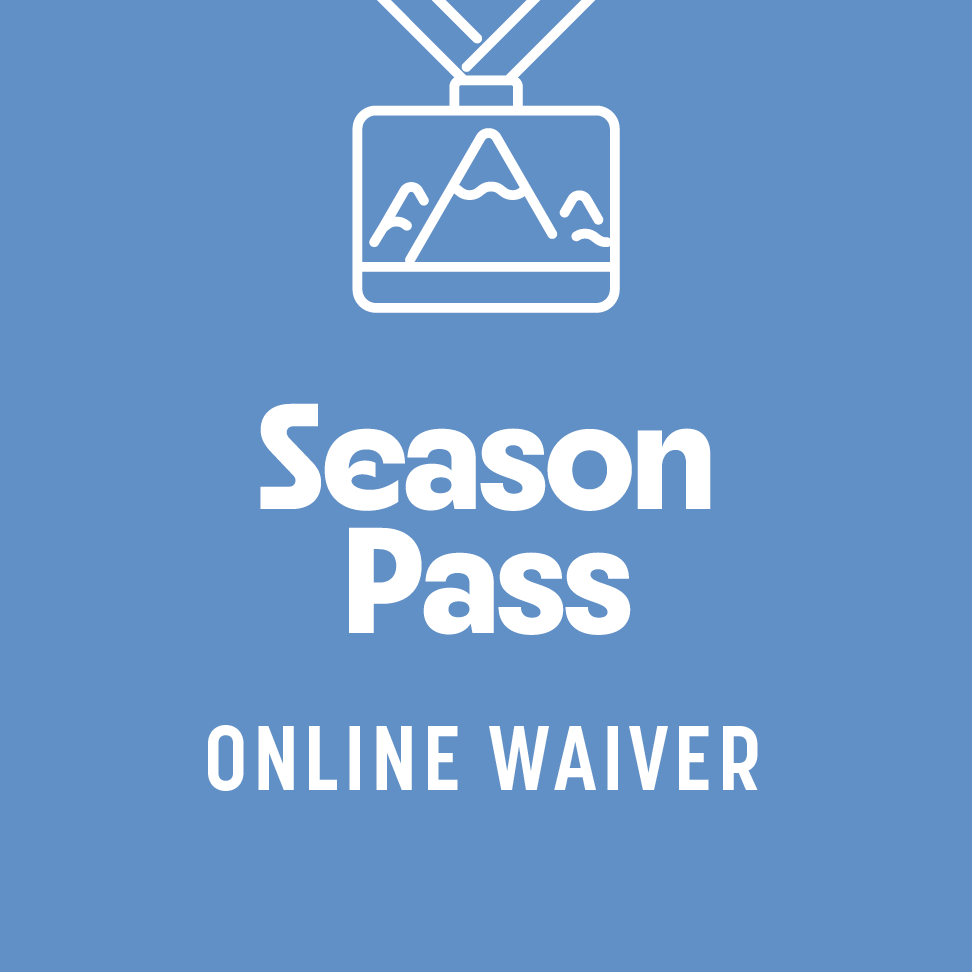 A blue background with the words season pass online waiver on it.