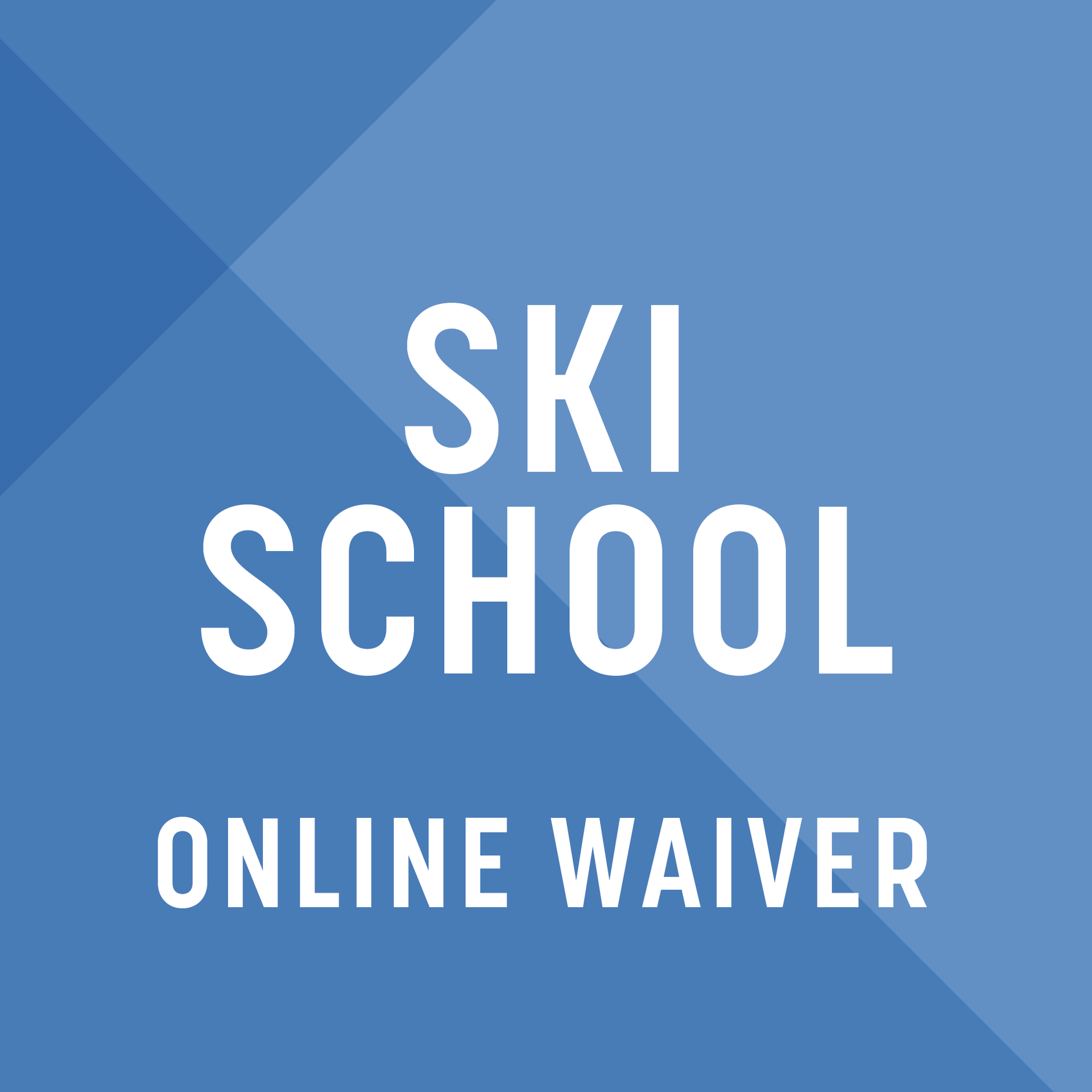 A blue background with the words ski school on it