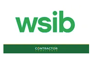 A green and white logo for a company called wsib contractor compliance.