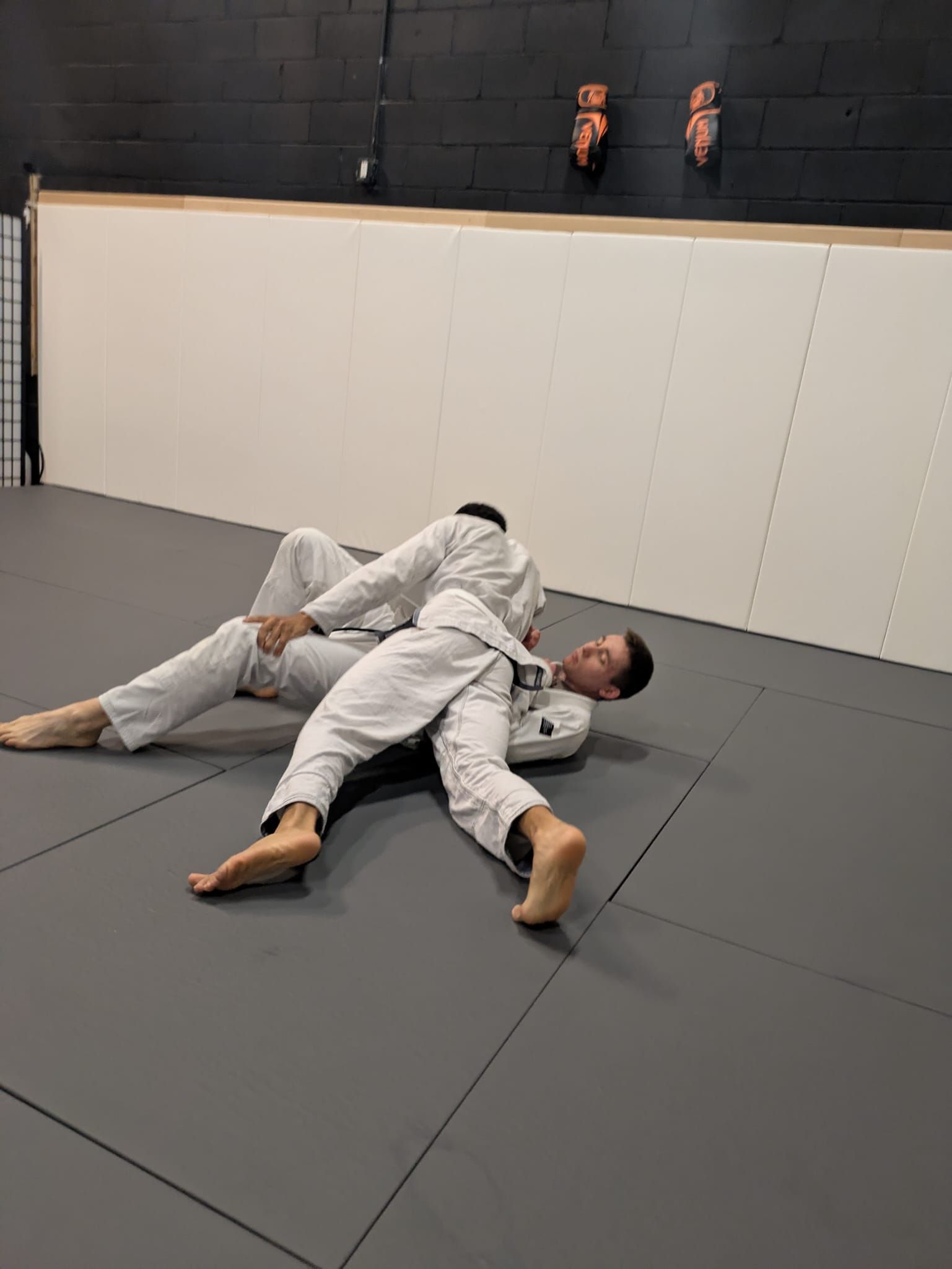 Kids practicing controlled grappling drills at Lucky Cat Grappling Co. in Manalapan, NJ.