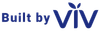 A blue and white logo for built by viv