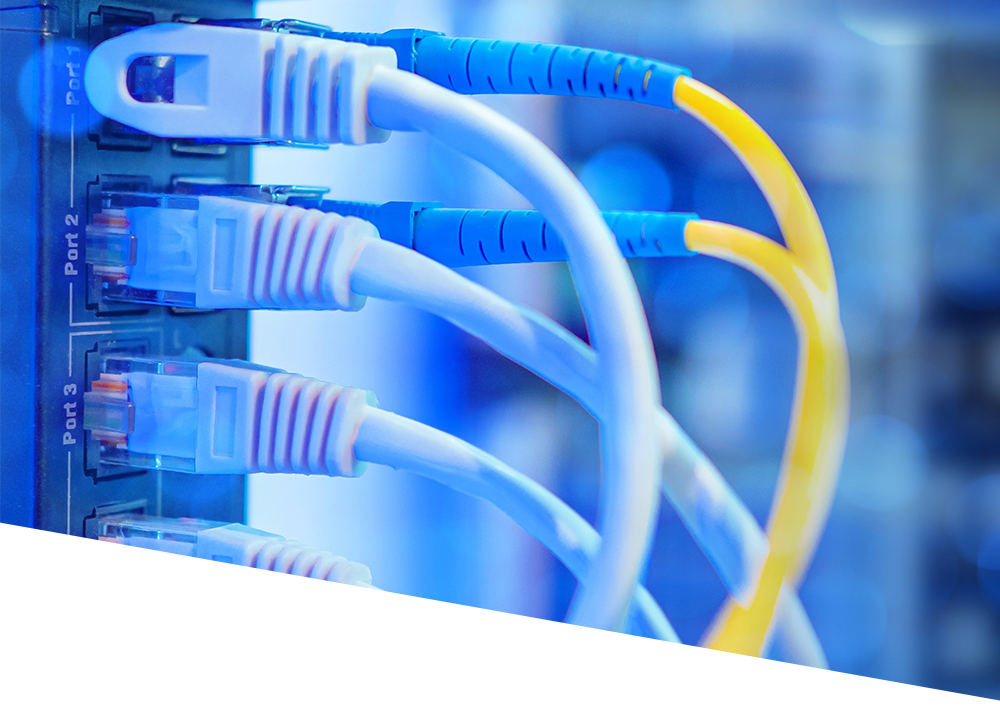 A bunch of cables are connected to a server