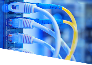 A bunch of cables are connected to a server