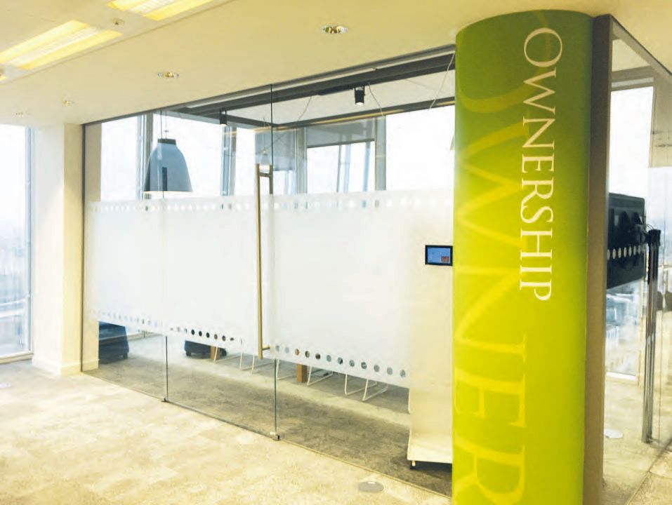 manifestation, glass partition, frosting, printed, branded, d3 creative, design, harlow, essex