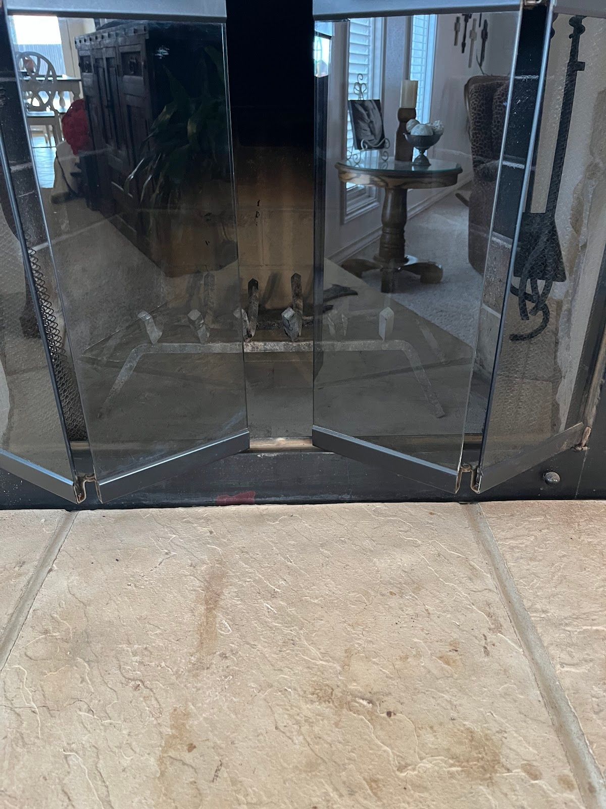Fire Place Glass Door Before A Deep Clean