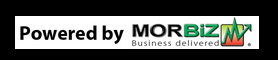 Powered by MORBIZ, with a green logo and business delivered in small font.
