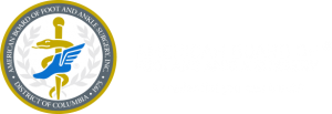 American Board of Foot and Ankle Surgery logo: foot with wings, staff, wreath, gold border, text.