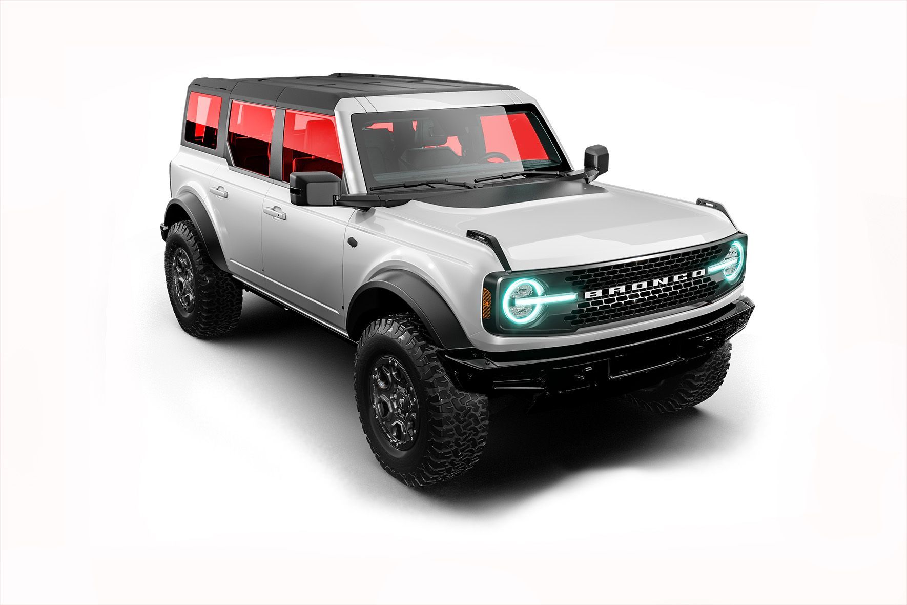 A white ford bronco is shown on a white background.