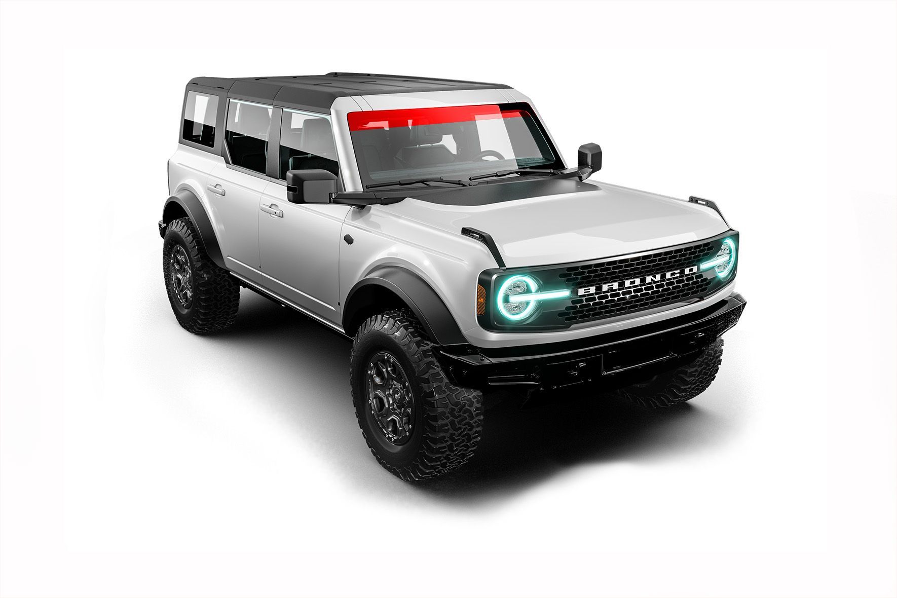 A white ford bronco is shown on a white background.