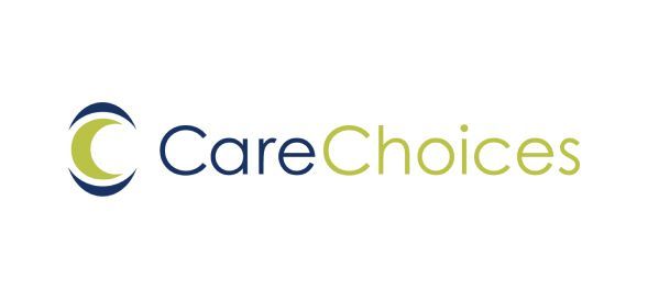 CareChoices logo with a navy blue and lime green "C" symbol and text.