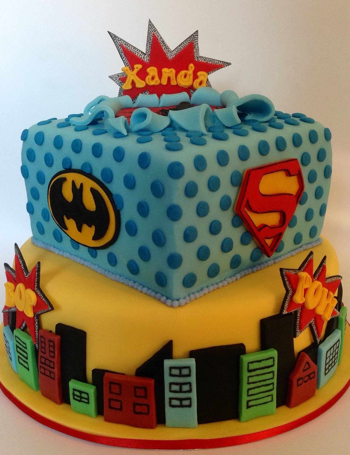 2 tiered superhero comic cake created by A Cherry On Top, Isle of Wight.