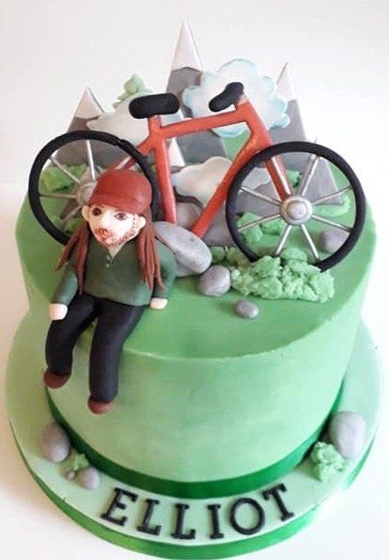 Buttercream cake with mountain bike created by A Cherry On Top, Isle of Wight.