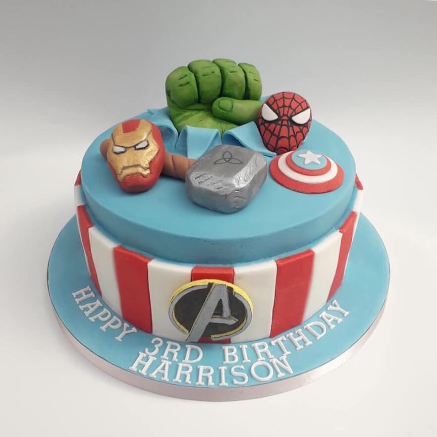 Superhero comic cake with created by A Cherry On Top, Isle of Wight.
