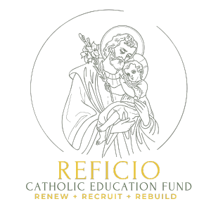 Logo of Reficio A drawing of a man holding a baby in his arms.