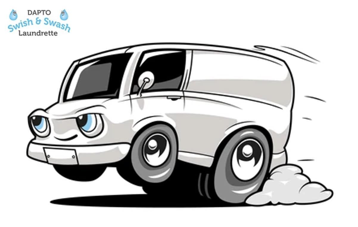 Cartoon Car Preparing To Race - Dapto Swish & Swash Laundrette in Dapto NSW