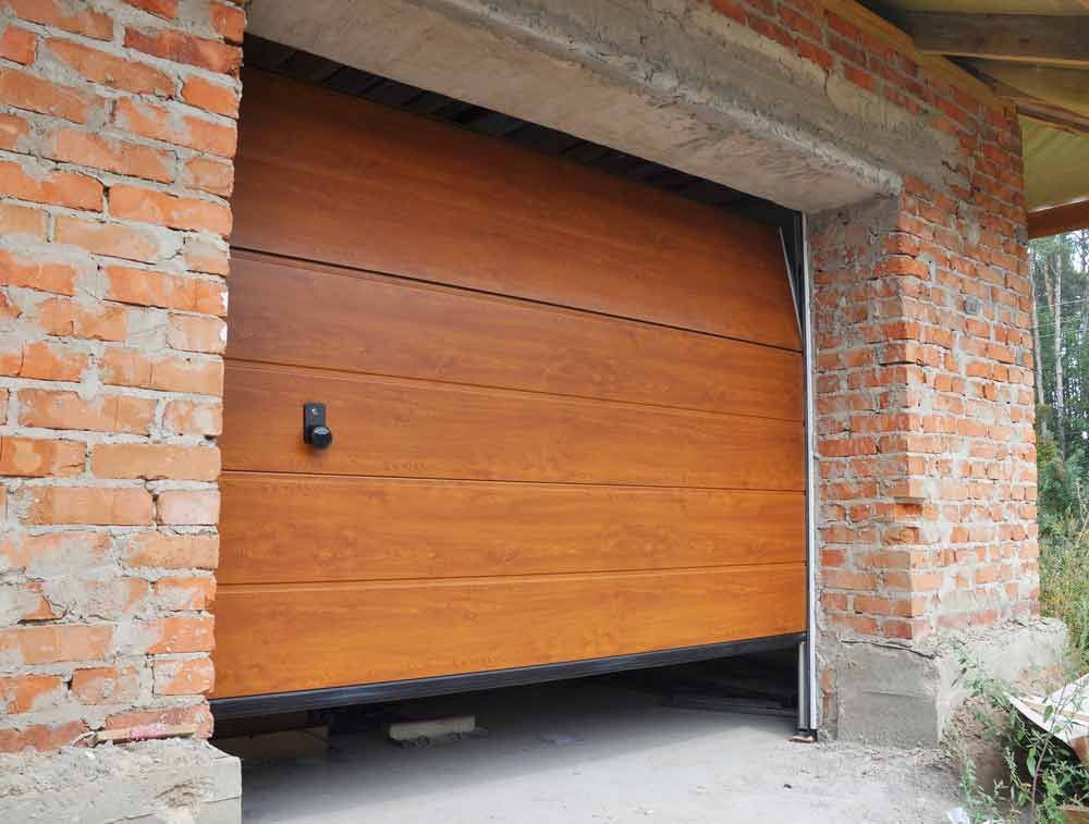 Close Up Image Of A Brown Garage Door