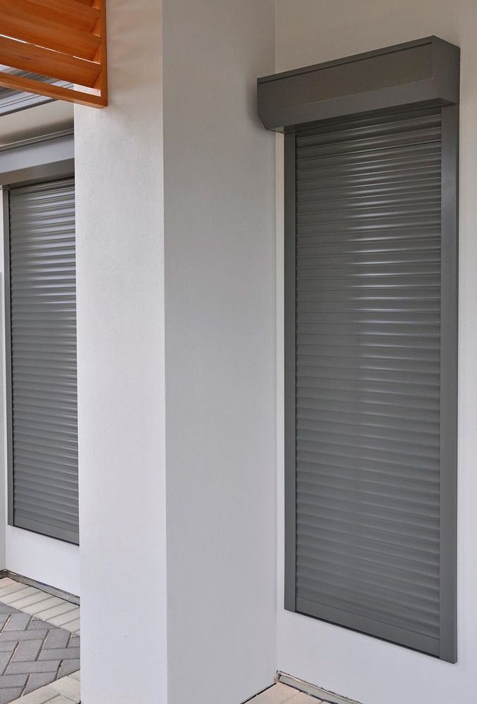 Two Grey Window Shutters — Window Shutters in Wollongong, NSW