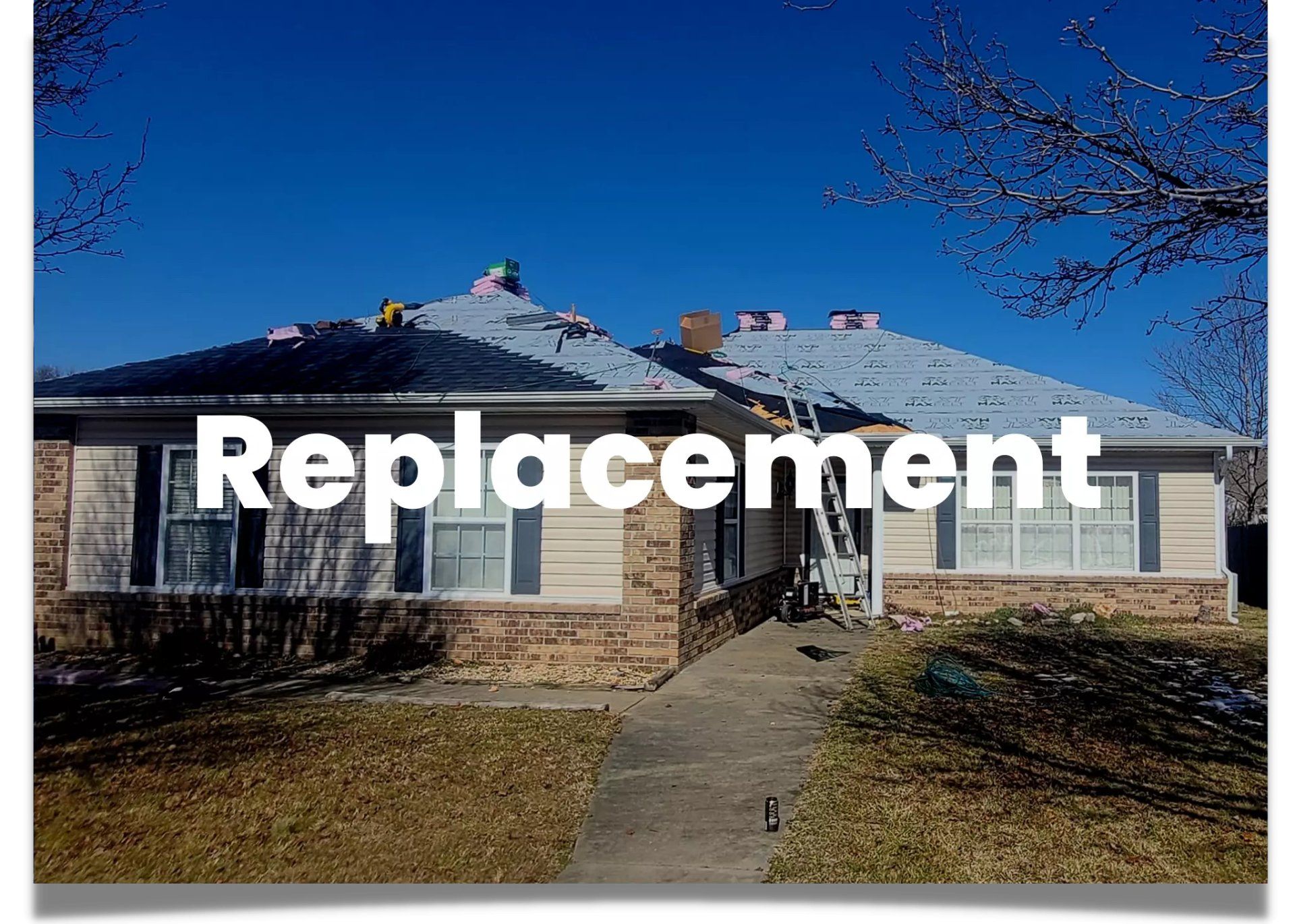 NJ Residential property undergoing a roof replacement service by Heavenly Construction.