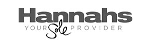The logo for hannah 's your style provider is black and white.
