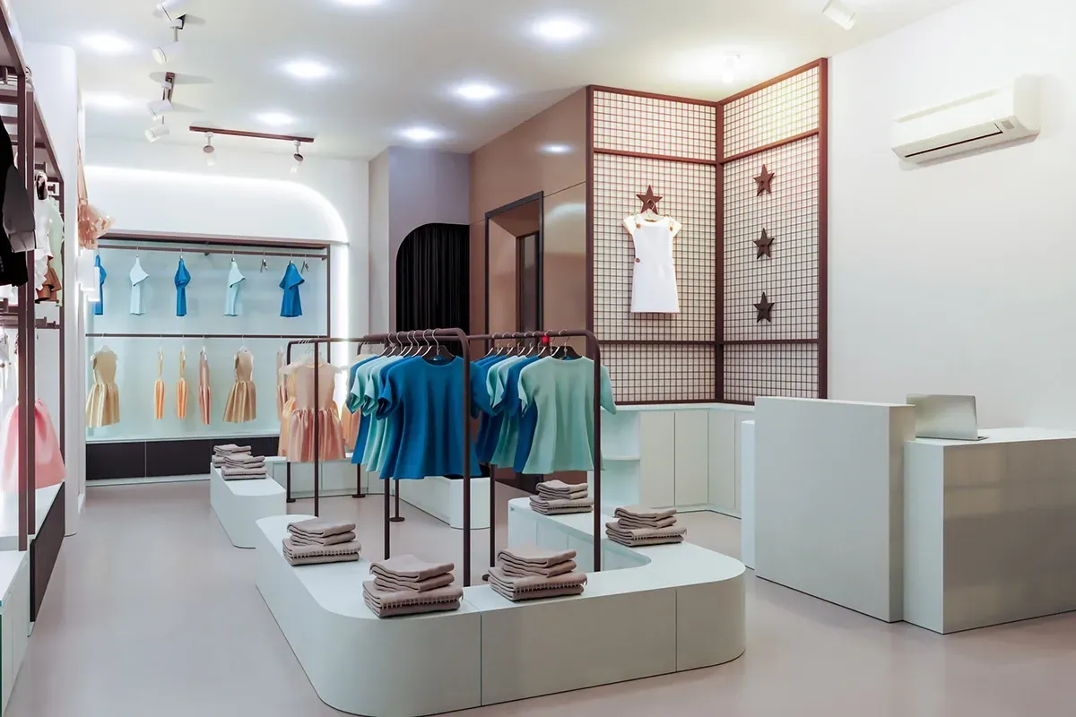 Negozio abbigliamento con sistema di climatizzazione