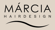 „MÁRCIA HAIR DESIGN“-Logo mit geschwungener Unterstreichung; der Text ist schwarz auf hellbraunem Hintergrund.