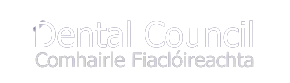 A white logo for the dental council in ireland