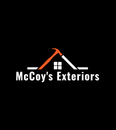 McCoy’s Exteriors logo with house roof icon in black, white, and orange