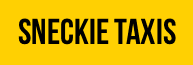A yellow sign that says sneckie taxis on it