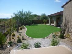 lawn with artificial grass installed