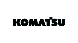 The komatsu logo is black and white on a white background.