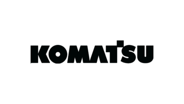 The komatsu logo is black and white on a white background.