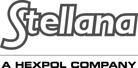 A black and white logo for stellana on a white background.