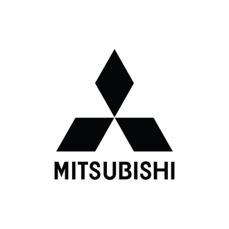 A black and white logo for mitsubishi on a white background.