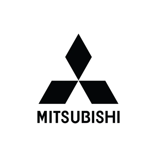 A black and white logo for mitsubishi on a white background.