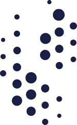 Dark blue dots arranged in a stylized, abstract “I” and “O” or two connected vertical lines.