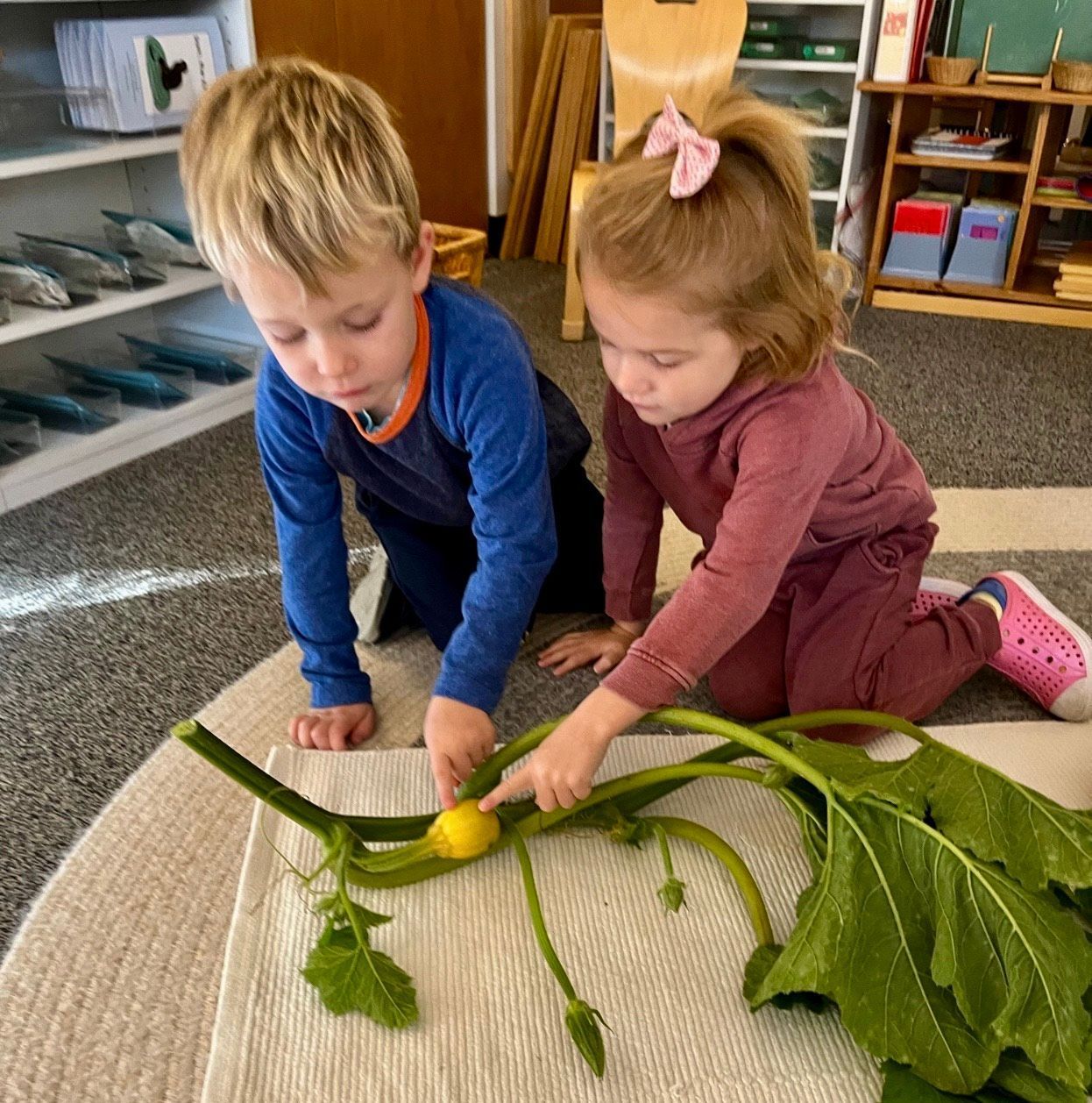 Montessori child working in the classroom