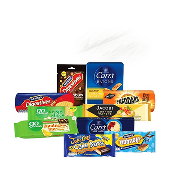 branded biscuits and snacks selection