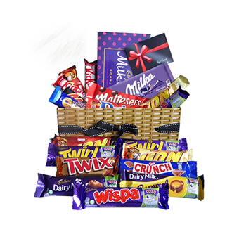 branded chocolate selection in gift basket