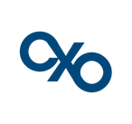 A blue oxo logo on a white background.